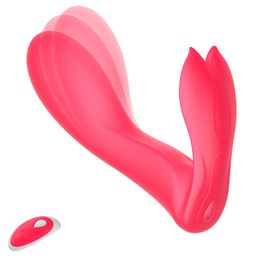 Vibrateurs femme invisible porter lapin télécommande sans fil vêtements intelligents double vibration lapin femelle adulte masturbation jouets sexuels forts.