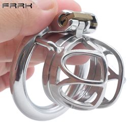 Vibrateurs FRRK B Word Lock Jouets pour hommes Ceinture de chasteté en acier Métal Innie Cock Cage CBT Testicules Anneaux de pénis BDSM Érotique Sexy Shop 231121