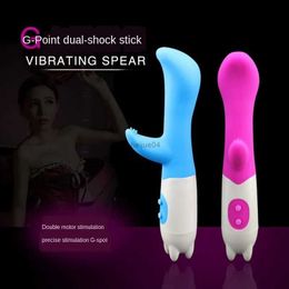 Vibromasseur point G lapin Double vibrateur pour femme Strapon Masturbation stimulateur de Clitoris godes étanche Rechargeable jouets sexuels pour adultes