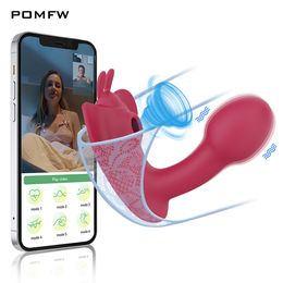 Vibrators G Spot zuigen Bluetooth App Dildo Vibrator Clit Sucker Clitoris Stimulator Vrouw Remote Control Sex Toys voor vrouwen Paar 230307