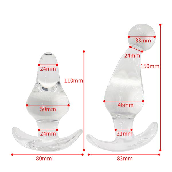 Vibratori Plug anale in vetro Dildo trasparente Giocattoli del sesso Anchor Butt Massaggiatore prostatico per uomo Big Buttplug Anus Stopper 230901