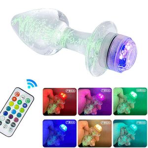 NXY Vibromasseurs Glow In The Dark Glass Anal plug Buttplug/Dildo Vibromasseur/Sex Toys Pour Femmes Masturbateur Butt Plugs Queue Adulte Marchandises Cosplay 1118