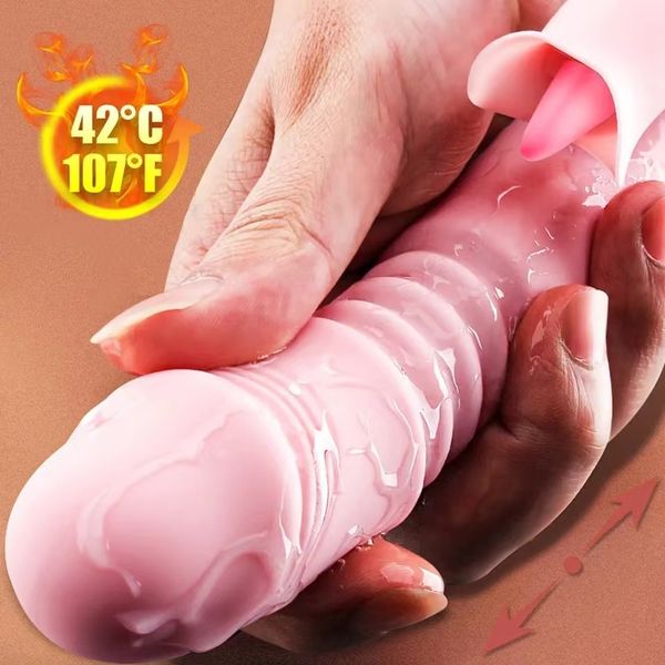 Vibromasseur chauffant télescopique langue rotative léchant gode vibrateur point G clitoris stimulant jouets pour adultes masturbateur jouets sexuels pour femmes 230801