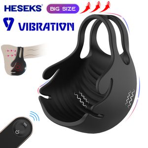 Vibrators HESEKS Size Up Pro Cockring Vibrerende Penis Stimulator Mannelijke Kuisheid Speeltjes voor Mannen Draadloze Afstandsbediening Testikel Vibrator 230803