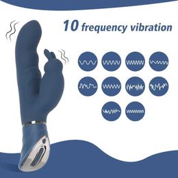 Vibradores Tamaño enorme Potente Vibrador de conejo 10 modos de vibración Consolador grande Gspot Bunny Vibe Vibrador Pene Sextoy para mujeres 231209