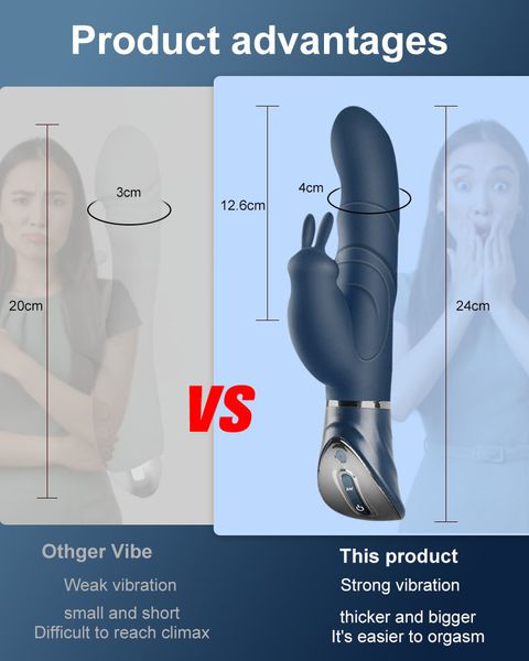 Vibromasseurs taille énorme Vibromasseur lapin puissant 10 modes de vibration Big G Spot Dildo Bunny Vibe Vibrador Pénis Sextoy Pour Femmes 230714