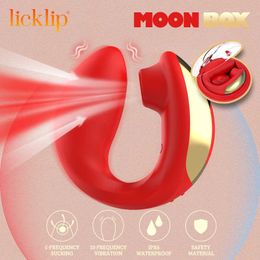 Vibromasseurs Licklip Moonbox Sucer Vibromasseur Stimulateur Clitoridien Flexible Double Vibration Nipple Clitoris 18 Sex Toys pour Femmes Couples Cadeau 1115