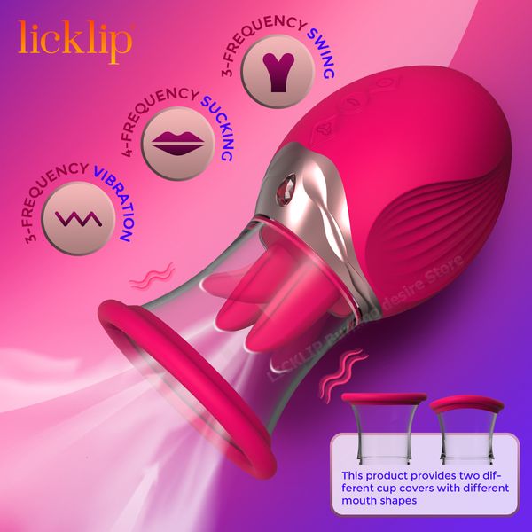 Vibrateurs Licklip Vacuum Sucker Longue Licking Vanteur avec tasse de sucette Masse-mamelon Masseur clitoris stimulator rose Sex Toys for Women 230904