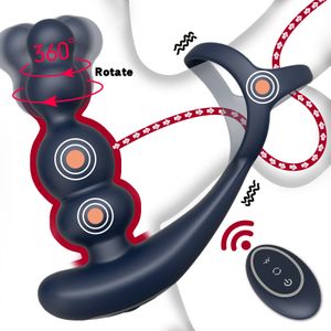 Vibrators mannelijke prostaatmassager 360 ° roteren anale pluggen penis ring kont plug draadloos besturing sex speelgoed voor mannen masturbator 230307