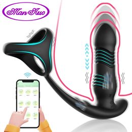 Vibratoren für Männer, stoßend, Analvibratoren, Buttplug, G-Punkt, Prostata-Massagegerät, kabellose Fernbedienung, verzögerte Ejakulation, Penisring, Sexspielzeug für Männer, 231130