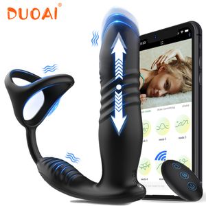 Vibrateurs Mâle Poussant Prostate Masseur Bluetooth APP Contrôle Télescopique Butt Plug Anal Vibrateur Hommes Gay Gode Bdsm Sex Toy pour Couples 230901