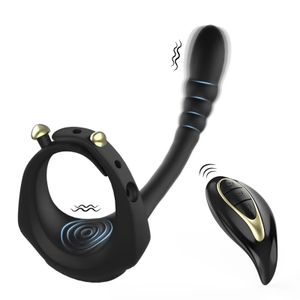 Vibrators Mannen Vibrator Cock Ringen Prostaat Massager Afstandsbediening Vibrerende Stekkers Anale Butt Stimulator Sperma Lock Penis Ring Seksspeeltje Paar 231124