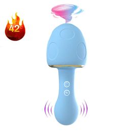 vibrateurs Nouveau petit champignon sucant vibrant chauffage et saut de crème d'oeuf ensemble de clips pour les produits de sexualité pour adultes partagés par les couples