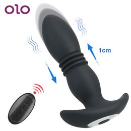 Vibrerende OLO-dildo Buttplug-vibrator Telescopische vibrerende draadloze afstandsbediening Prostaatstimulator Anale seksspeeltjes voor vrouwen Mannen 231124