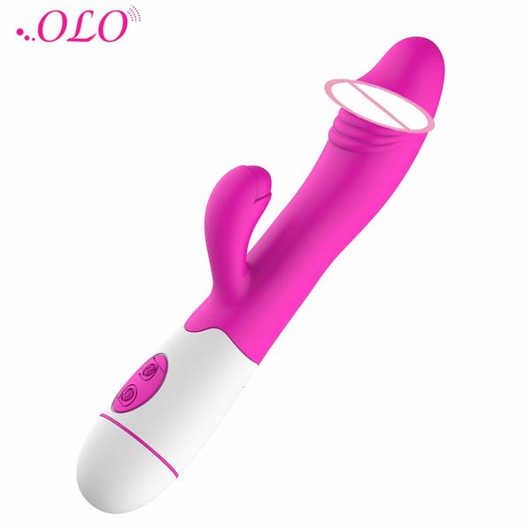 Vibrateurs OLO USB Recharge double Vibration lapin gode vibrateur G Spot masseur stimulateur de Clitoris Vaginal jouets sexuels pour les femmes 231018