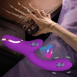 Vibrators Krachtige Vrouwelijke Clitoris Zuigen Pat Massage Stimuleert G-spot Dubbele Hoofd Sterke Trillingen Provocerende Seksspeeltje 231010