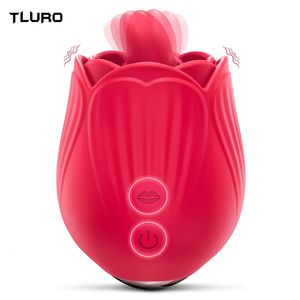 Vibrators Krachtige Rose Vibrator voor Vrouwen Clitoris Stimulator met Tong Likken Orale Tepel Volwassenen Seksspeeltjes Goederen 230706