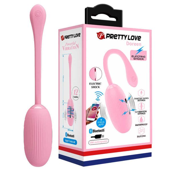 Vibradores Pretty Love App vibrador Bluetooth Control remoto descarga eléctrica huevo vibrador juguetes eróticos para adultos para mujeres Sex Shop
