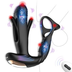 Vibrators Prostate Massager Vibrator Remote Control Anal Plug Cock Ring Erection Delay Ejaculation Male Masturbator Anal Sex Toys for Man 231115
