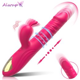 Vibrateurs Lapin Vibrateur pour Femmes Vagin GSpot Mamelon Clitoris Stimulateur Poussée Télescopique Rotatif Gode pour Adulte Sexy Jouets 230508