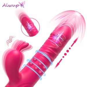 Vibromasseur Rabbit Vibromasseur pour femmes Vagin G-Spot Nipple Clitoris Stimulator Thrusting Gode rotatif télescopique pour adultes Sexy Toys 230801