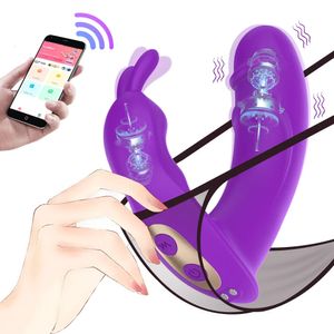 Vibromasseur lapin pour femmes, sans fil, Bluetooth, gode, culotte, Massage GSpot, stimulateur de clitoris, jouet sexuel, fournitures pour adultes, 231018