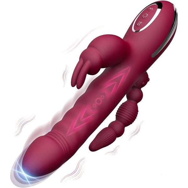 Vibrateurs Lapin Vibrateur Poussée Godes G Spot Vagin Masseur Clitoris Stimulateur Masturbateur Vibrant Plug Butt Anal Sex Toy Femmes 230824