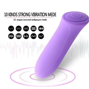Vibrateurs Rechargeable 10 vitesses Mini vibrateur Silicone vibrant gode balle vibrateurs G Spot clito Massage bâton adulte jouets sexuels pour femmes Y