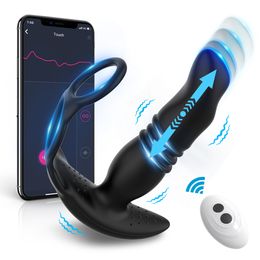 Vibrateurs Vibrateur Anal Télescopique pour Homme Anneau de Pénis Bluetooth APP Masturbateur pour Hommes Sex Toys Hommes Gay Butt Plug Massage de la Prostate Masculine 230314