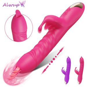 Vibrators die G Spot Rabbit Dildo Vibrator Tong likken Roterende vibrerende vrouwen koppels volwassen seksspeeltjes vrouwelijk clitoris