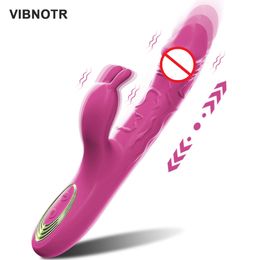 Vibromasseurs Poussée Réaliste Dildo Lapin Vibromasseur pour Femmes Point G Stimulateur de Clitoris Automatique Télescopique Sex Toy Masturbation Féminine 230714