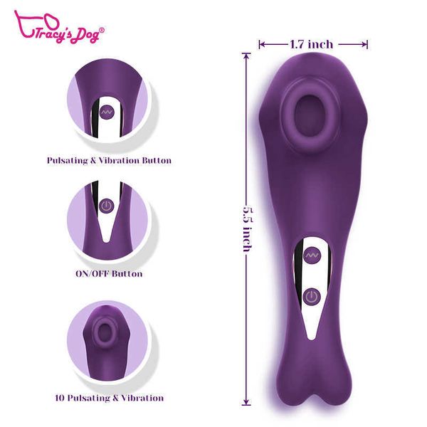 Vibromasseur Tracy's Dog Clitoral Sucking Vibromasseur de point G Stimulateur d'aspiration de mamelon rechargeable étanche avec 10 modes Sex Toy pour femmes 1120