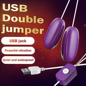 Vibrateurs USB Double saut Egg Shaker jouet amusant pour les femmes silencieux forte Vibration Masturbation Stimulation 231213
