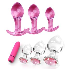 Vibradores Vagina Joyería Anal Plug Glass Dildo Ass Diamond Prostate Vibrator Para Hombres Mujeres Juguetes Sexuales Mini Crystal Butt 230706