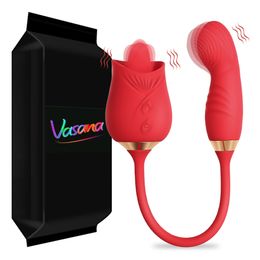 Vibromasseurs Vasana Rose Léchage de clitoris avec grosse langue 360 ° Rotation Jouet avec gode Doigt Wiggle Clit Nipple 230509