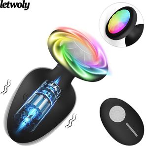 Vibrateurs Vibrant Plug Anal Butt Vibrateur LED Lumière Mâle Prostate Masseur Vagin Télécommande Adulte Sex Toys pour Femmes 231017