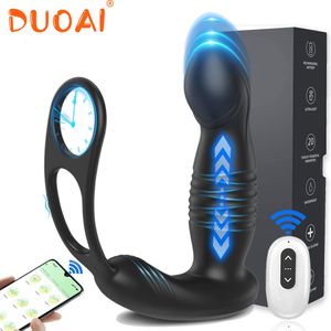 Vibromasseurs Vibrant Butt Plug Télescopique Prostate Massager Double Cock Ring Sex Toys pour Hommes Gay Anal Plug Bluetooth APP Vibromasseur pour Adulte 230803