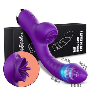 Vibrateurs Vibrator pour les femmes 2 en 1 Licking Machine Stimulator Gspot Gspot Vibro Dildo Wand Femme Clit Sucker Adult Sex Toys 230811