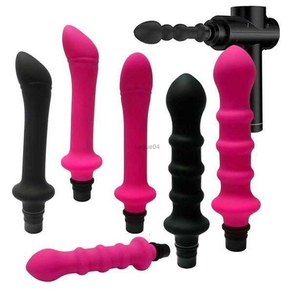 Vibradores Vibradores Sex Machine Fascia Masaje de arma Adjunta Cabeza a silicona Falso Pene Sexo Toy Vibrador Vibrador Masturbación Masturbación2403L2404