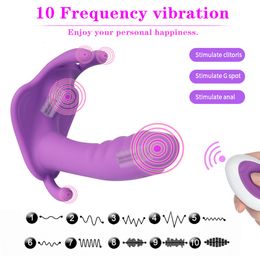 Vibrators Wearable Dildo Vibrator G Spot Clitoris Stimulator Vlinder Vibrerend Slipje Erotisch Speelgoed Volwassen voor Vrouwen Orgasme Masturbator 230801