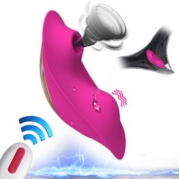 Vibromasseur Wearable Sucking Vibrator 9 Mode Télécommande Sucker Vibrator Vagin Clitoris Stimulator Double moteur Oral Sex Toys pour femmes 230508