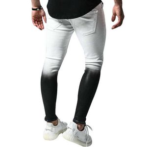 Vicabo Jeans pour hommes Pantalon crayon Casual Europe America Hommes Vêtements Sexy Hole Black Blanc Jeans Homme Pantalon #w x0621