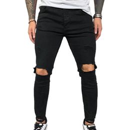 VICABO hommes jean mode été Sexy trou crayon pantalon jean pour hommes noir bleu hommes vêtements ropa de hombre 2020 Streetwear # w2904