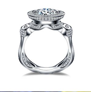 Victoira Wieck Bijoux De Luxe 14kt Or Blanc Rempli Unique Desgin Topaze Simulé Diamant Pierres Précieuses Mariage Hommes Bague Taille 7-13