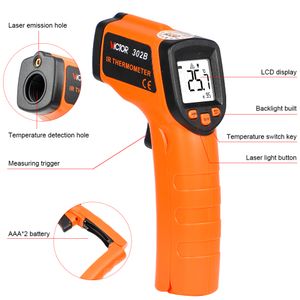 Victor Infrared Thermometer Verticale Non-Contact High Precision Baking Kitchen Industrial Oil Temperatuur Detectie Instrument Verkoop VC302B -32-380