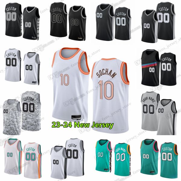 Victor Wembanyama 2023-24 Nueva temporada Camisetas de baloncesto impresas Keldon Johnson Doug McDermott Malaki Branham Julian Champagnie Charles Bassey Blake Wesley