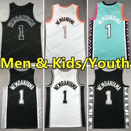 Victor Wembanyama Men Youth Kids Basketball Basketball Jersey City Black San Anton Spur Wear Vest