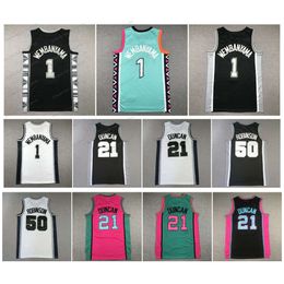 Victor Wembanyama Spur Basketball Jersey San Tim Duncan Antonio David Robinson Throwing Black White Size S-XXL