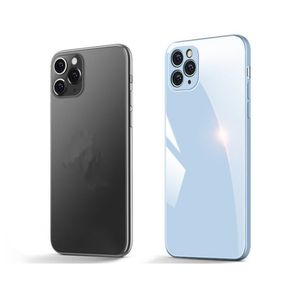 Coque arrière en verre trempé pour iphone 8 Plus 13 14 Pro Max Coque rigide en TPU antichoc avec protection de caméra