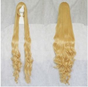 Victoria Mode Mooie Blonde Stijlvol Krullend Haar Lange Cosplay Golvend Wig 150cm